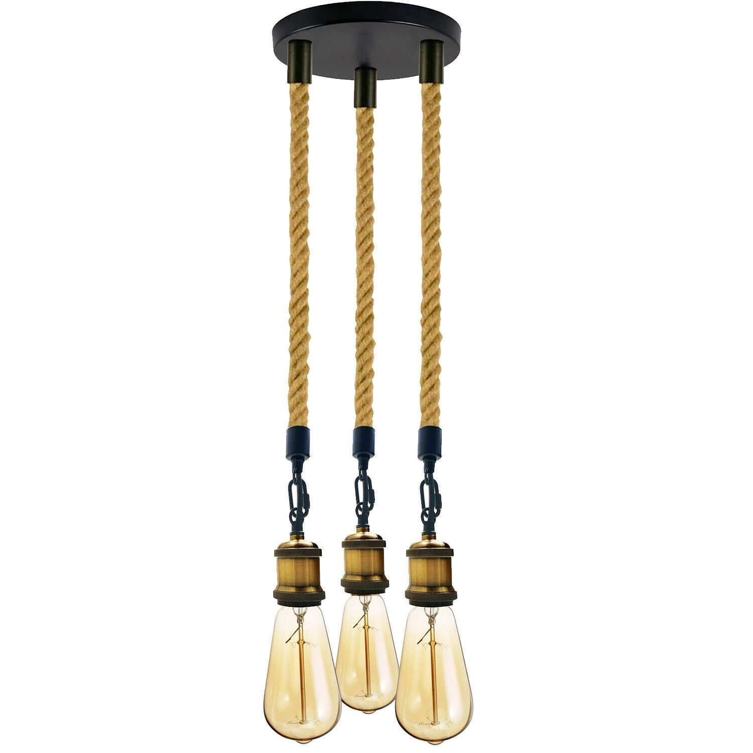The Ropley Pendant — 3-Head Hemp Rope Light