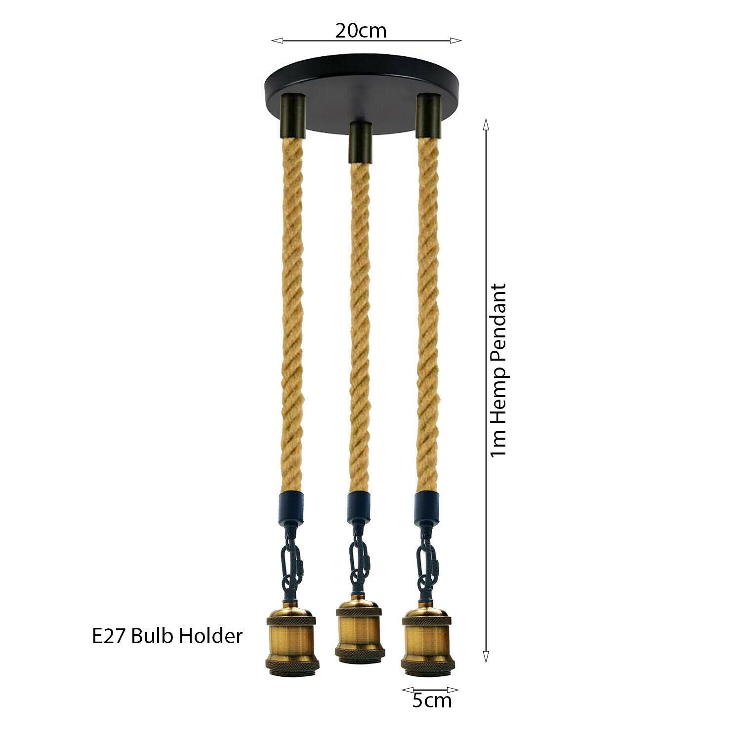 The Ropley Pendant — 3-Head Hemp Rope Light