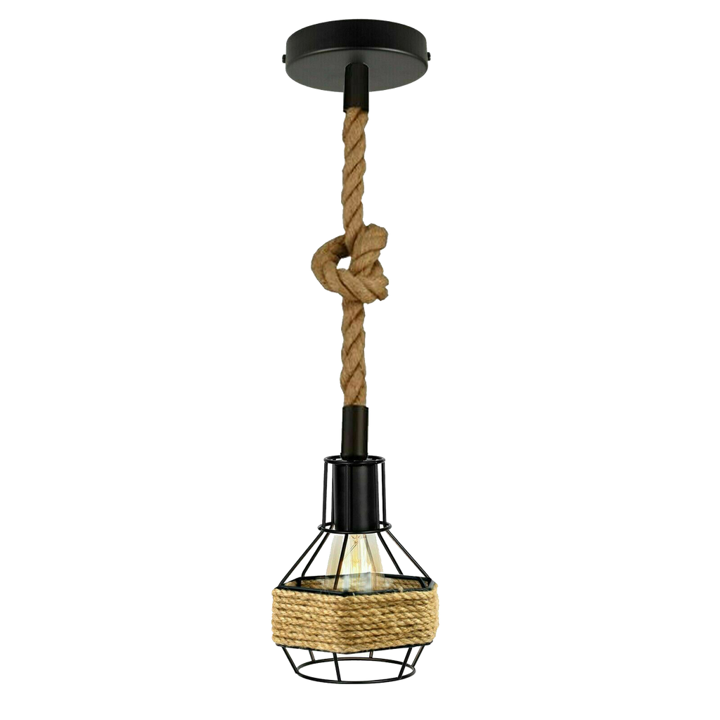 The Mariner Pendant — Hemp Rope, Black Cage