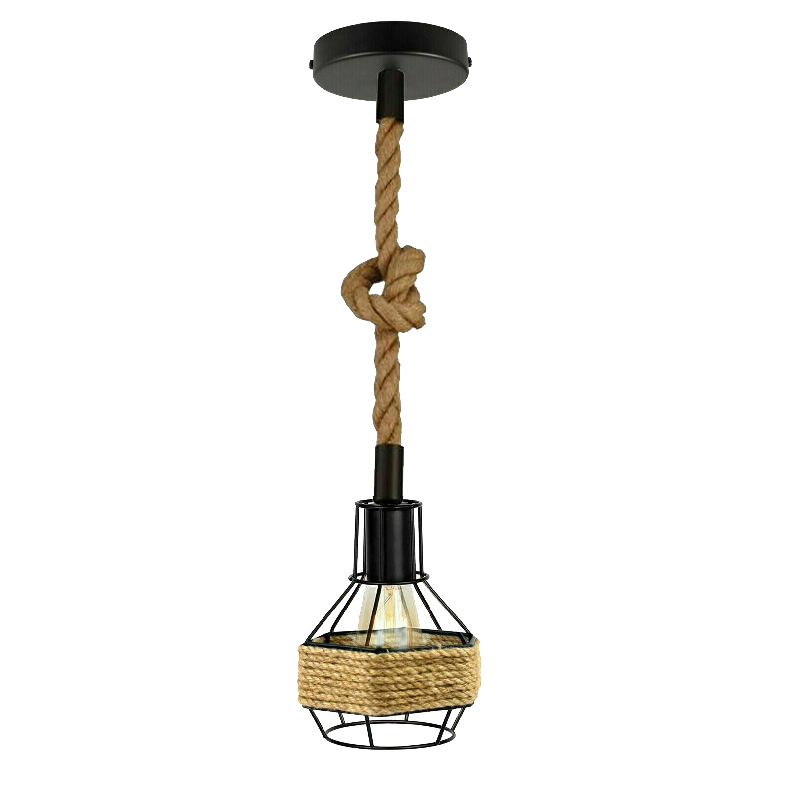 The Mariner Pendant — Hemp Rope, Black Cage