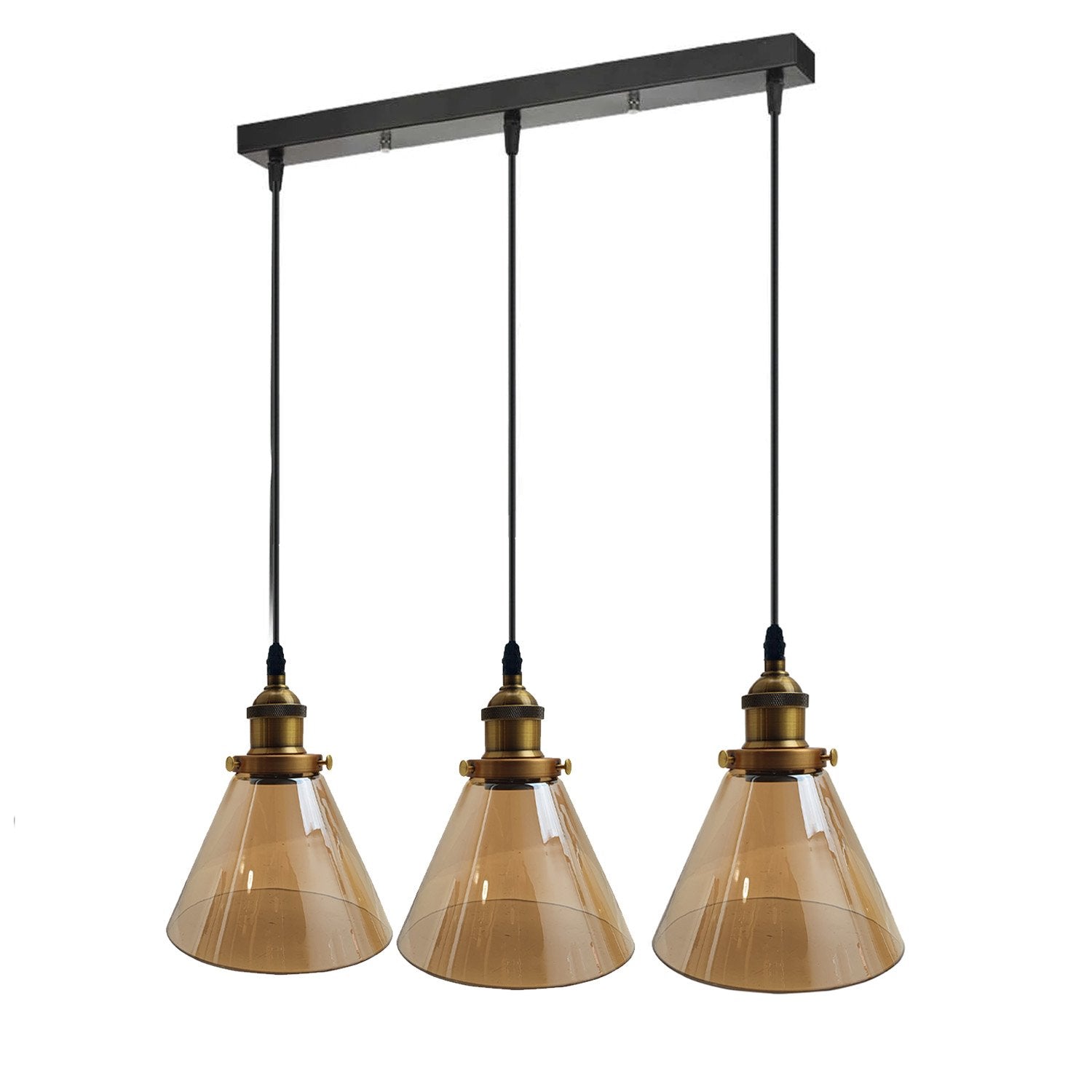 The Ashford Trio — Amber Glass Cluster Pendant