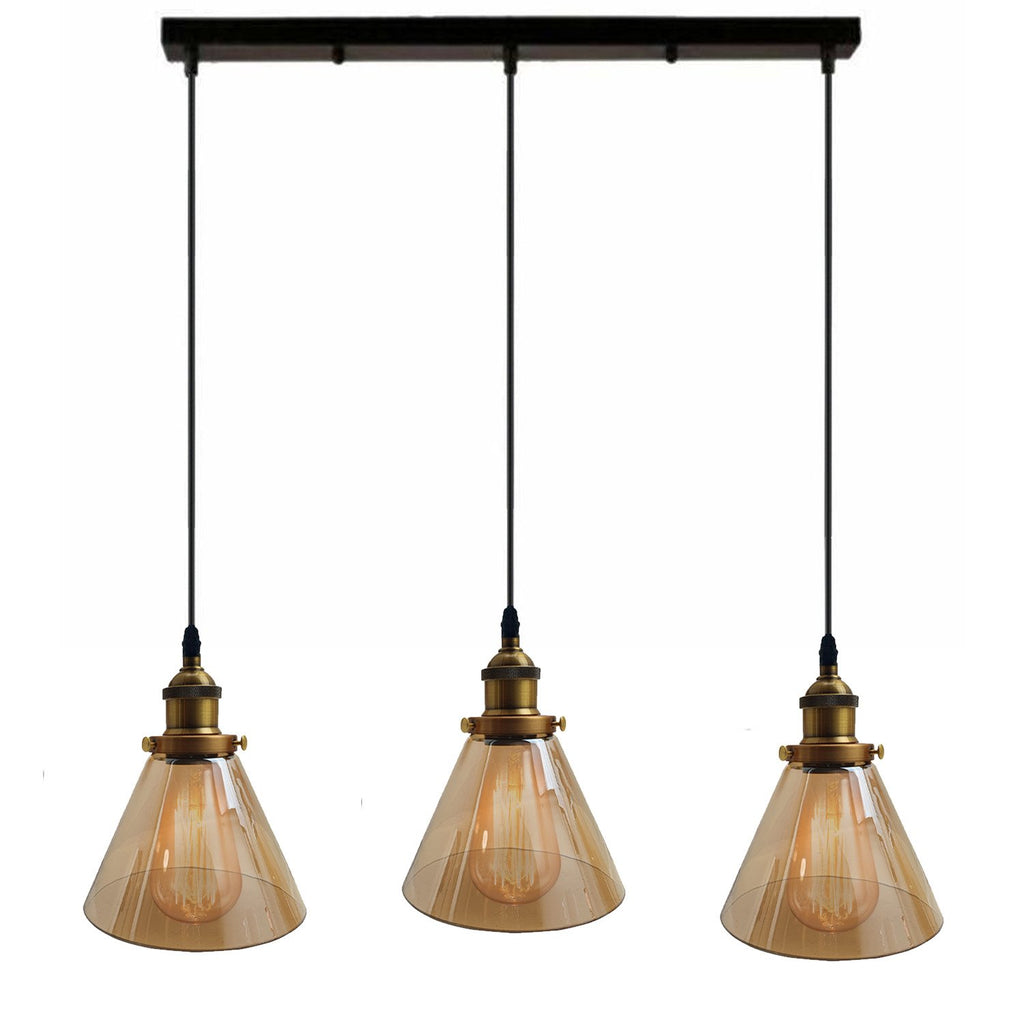 The Ashford Trio — Amber Glass Cluster Pendant