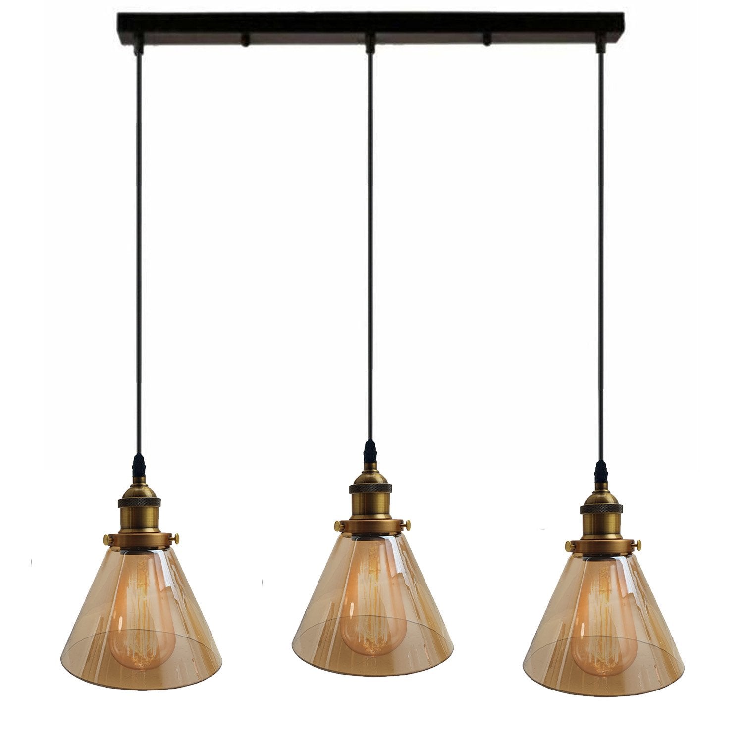 The Ashford Trio — Amber Glass Cluster Pendant