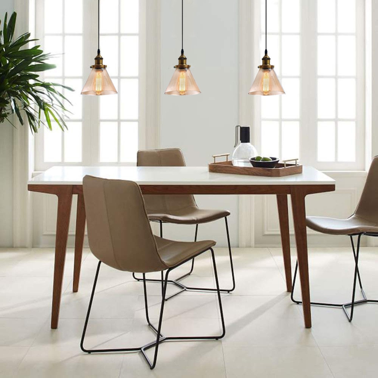 The Ashford Trio — Amber Glass Cluster Pendant