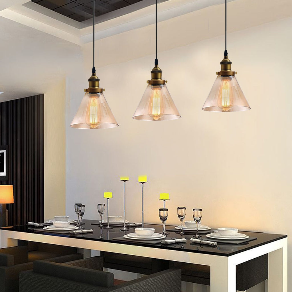 The Ashford Trio — Amber Glass Cluster Pendant