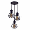 The Duskthorn Pendant Light — Black Cage (3-Head Cluster)