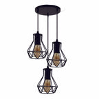 The Duskthorn Pendant Light — Black Cage (3-Head Cluster)