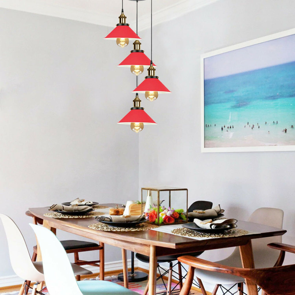 The Southerham Pendant — Red 4-Head Cascade Ceiling Light