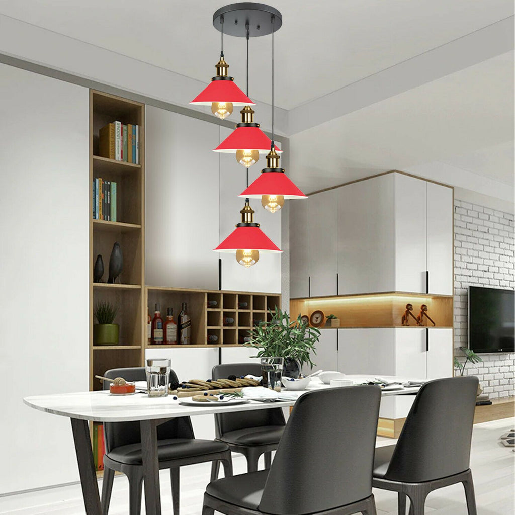 The Southerham Pendant — Red 4-Head Cascade Ceiling Light