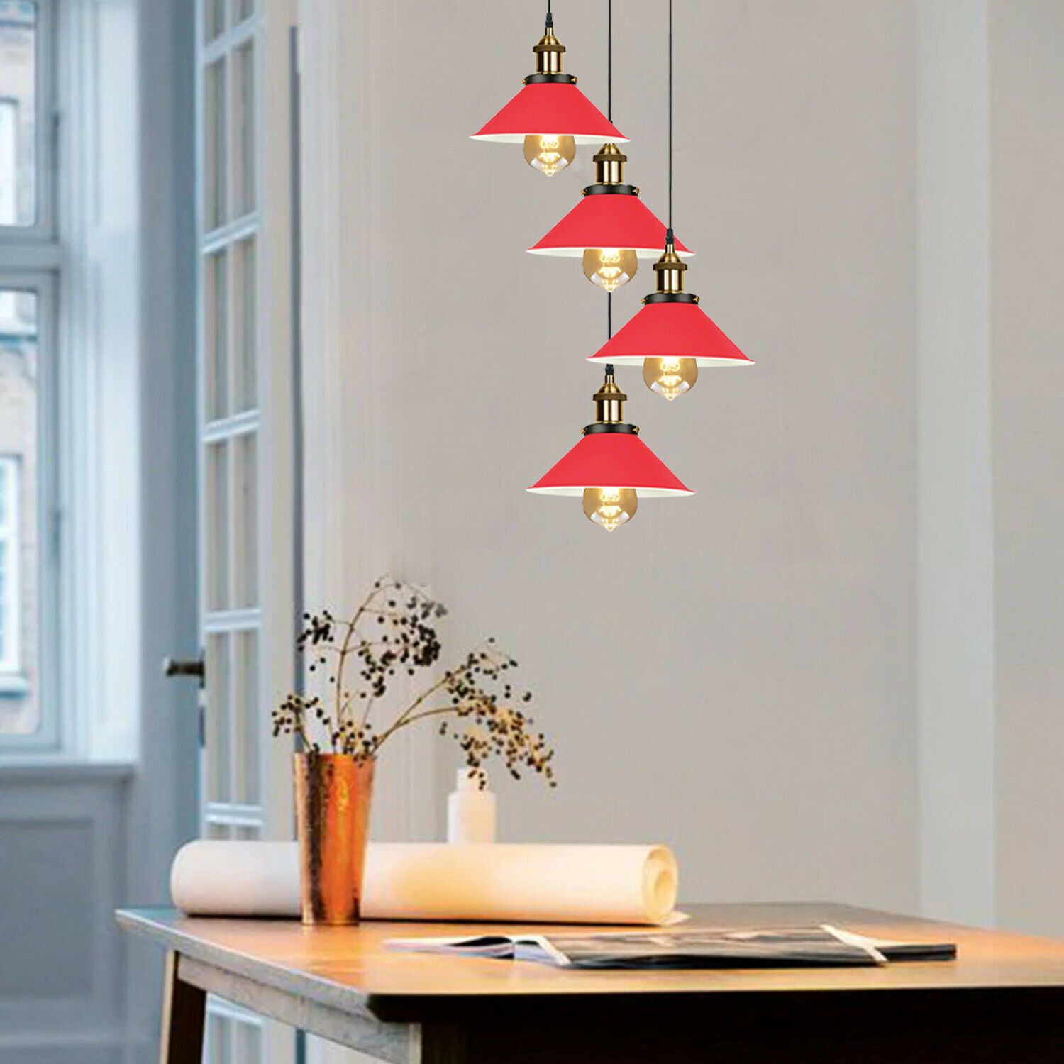 The Southerham Pendant — Red 4-Head Cascade Ceiling Light