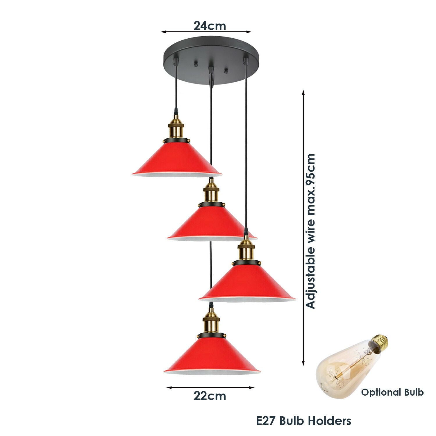 The Southerham Pendant — Red 4-Head Cascade Ceiling Light
