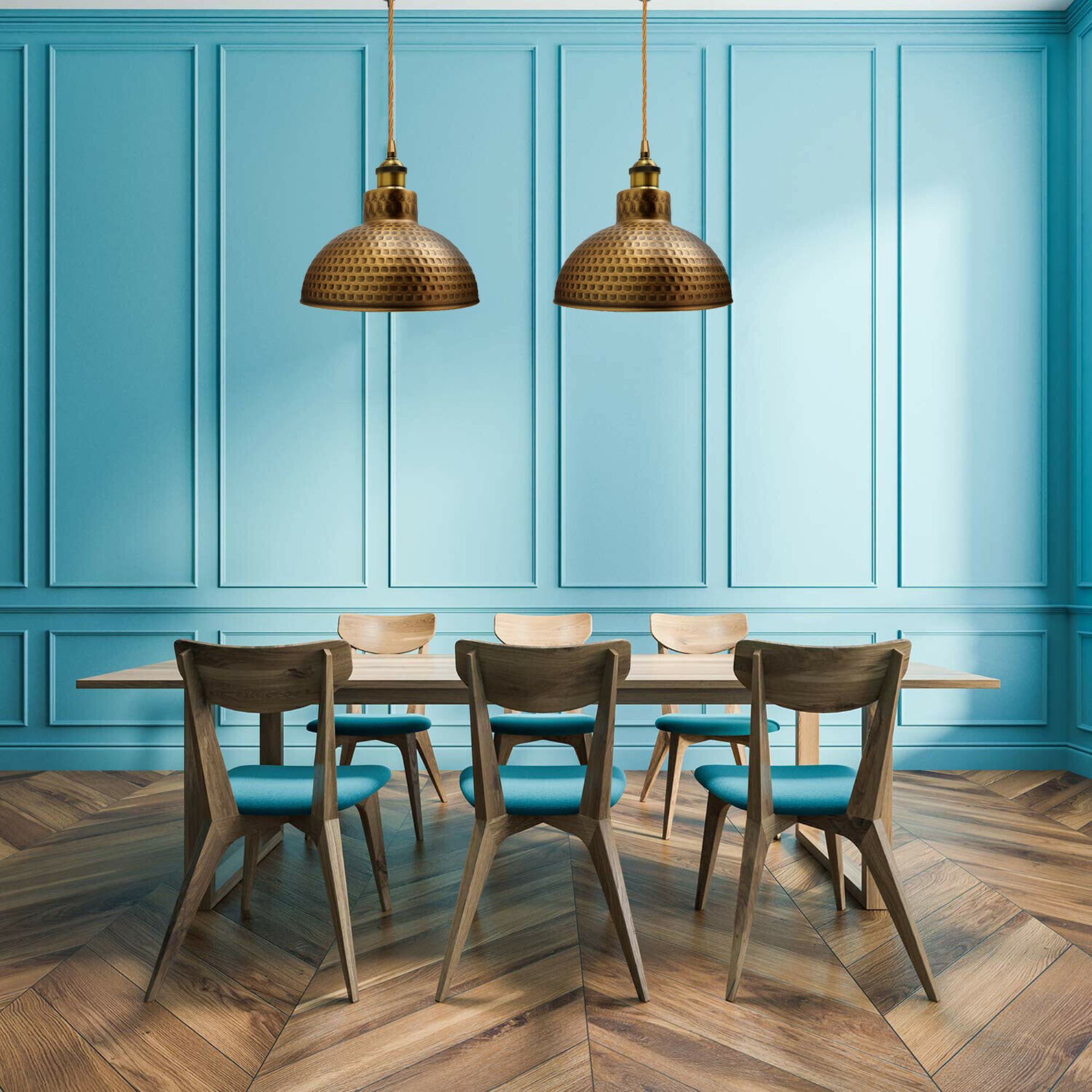 The Ferndale Pendant — Copper Perforated Dome Ceiling Light