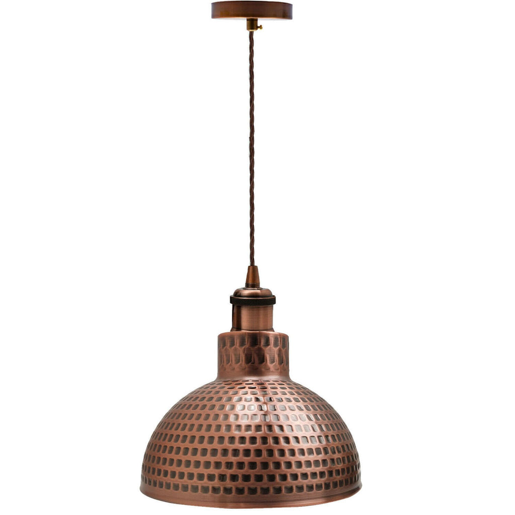 The Ferndale Pendant — Copper Perforated Dome Ceiling Light