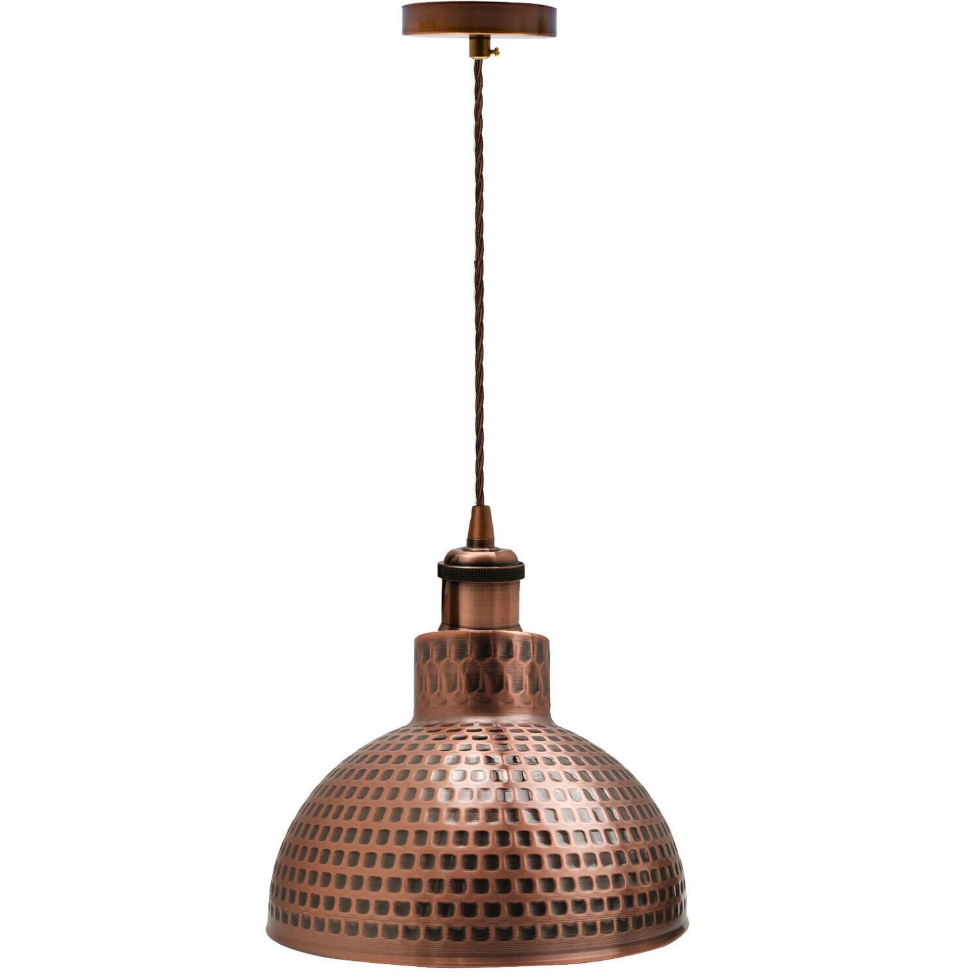 The Ferndale Pendant — Copper Perforated Dome Ceiling Light