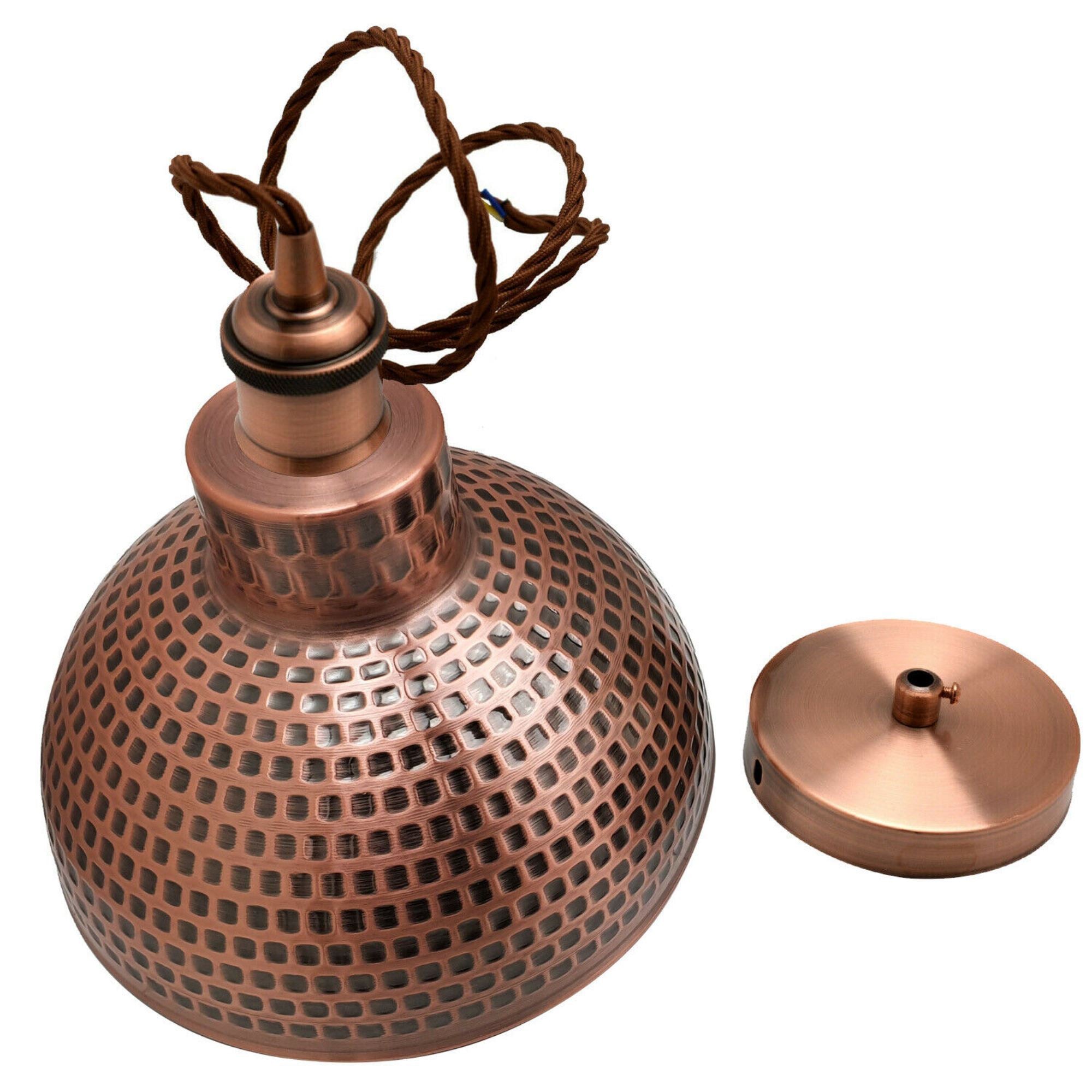 The Ferndale Pendant — Copper Perforated Dome Ceiling Light