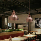 The Ferndale Pendant — Copper Perforated Dome Ceiling Light