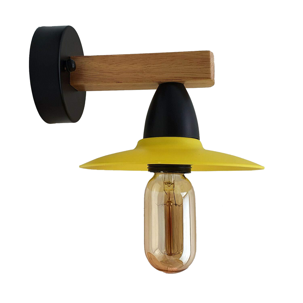 The Wetherby Twin — Yellow Cone Wood Wall Light (2 Pack)