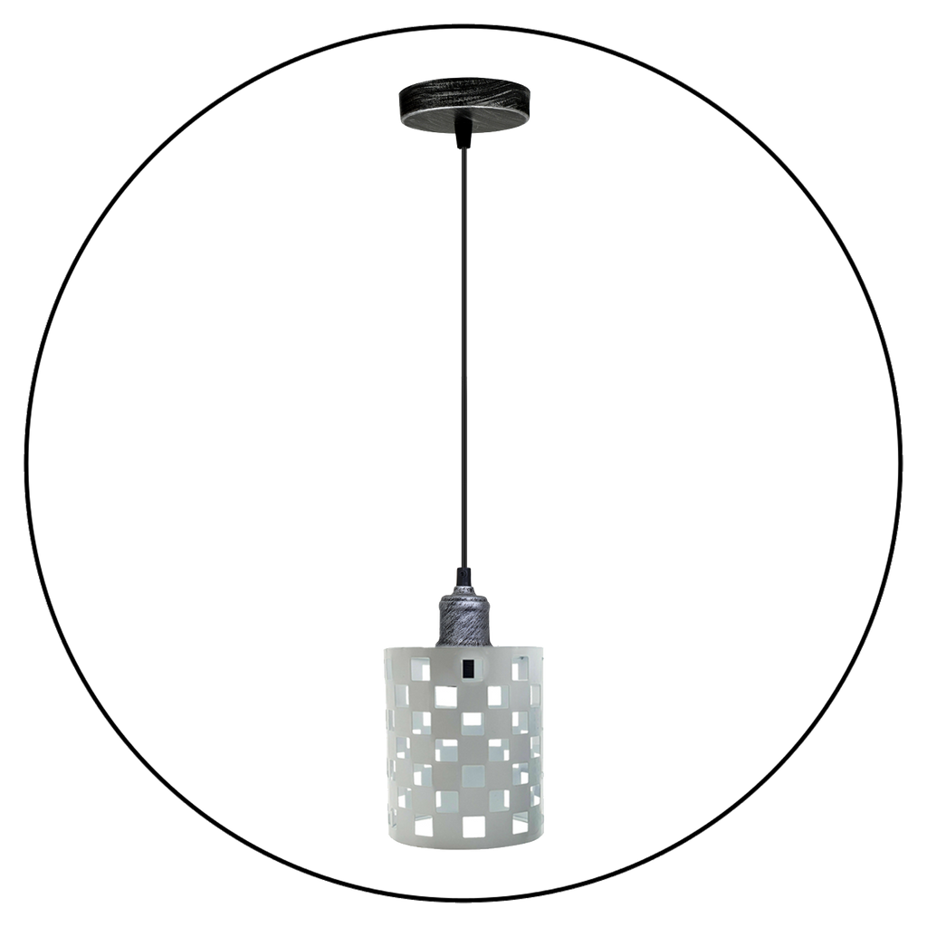 The Isadora Pendant — White, Patterned Cage