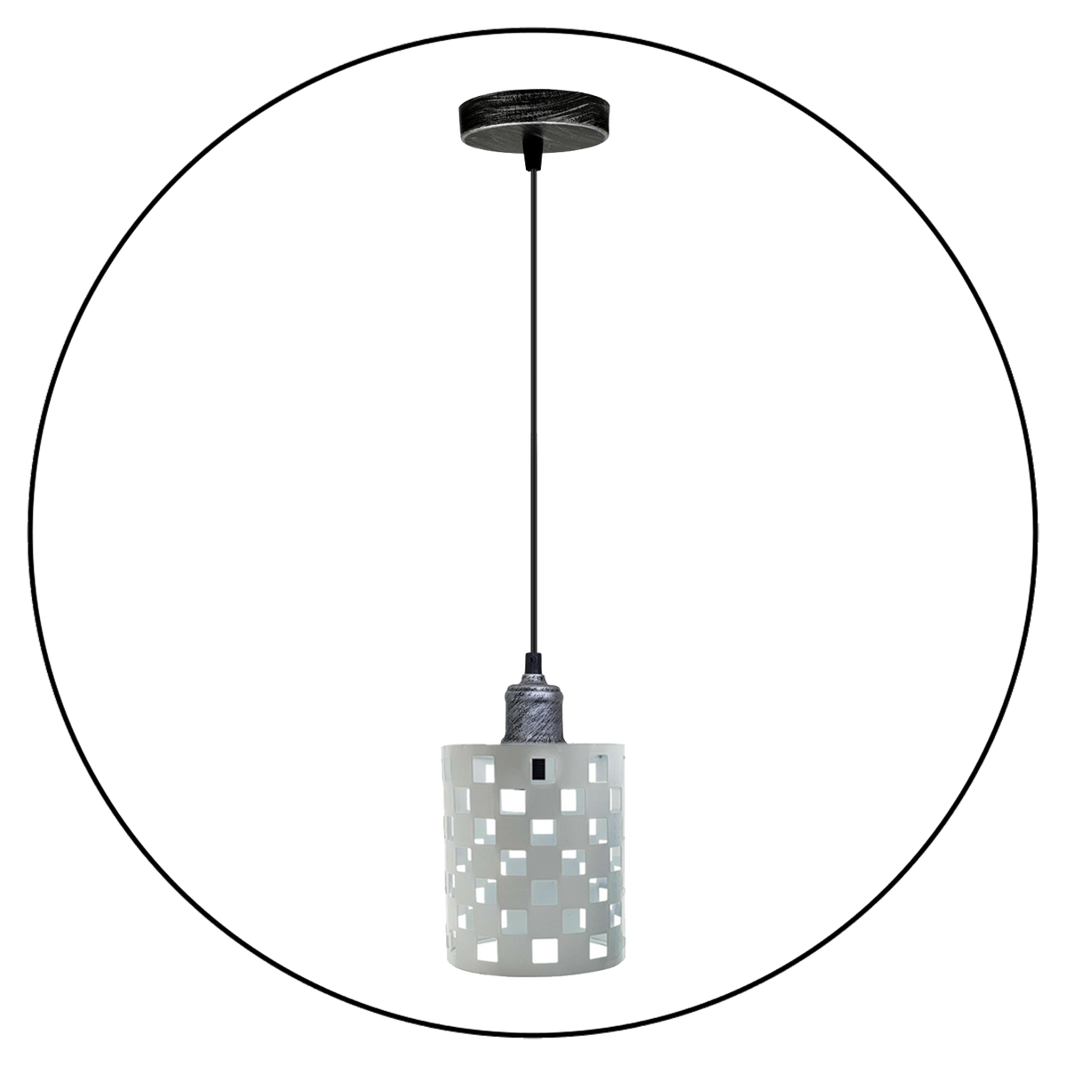 The Isadora Pendant — White, Patterned Cage