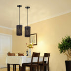 The Solisweave Pendant — Woven Rattan Cylinder Light