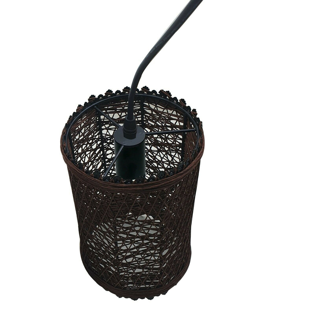 The Solisweave Pendant — Woven Rattan Cylinder Light
