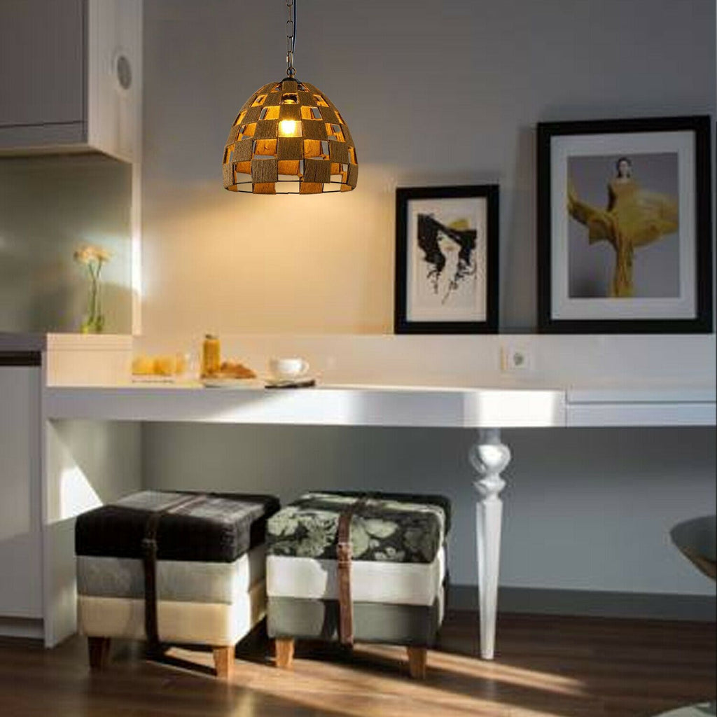 The Sienna Pendant — Woven Natural Fibre Dome Light