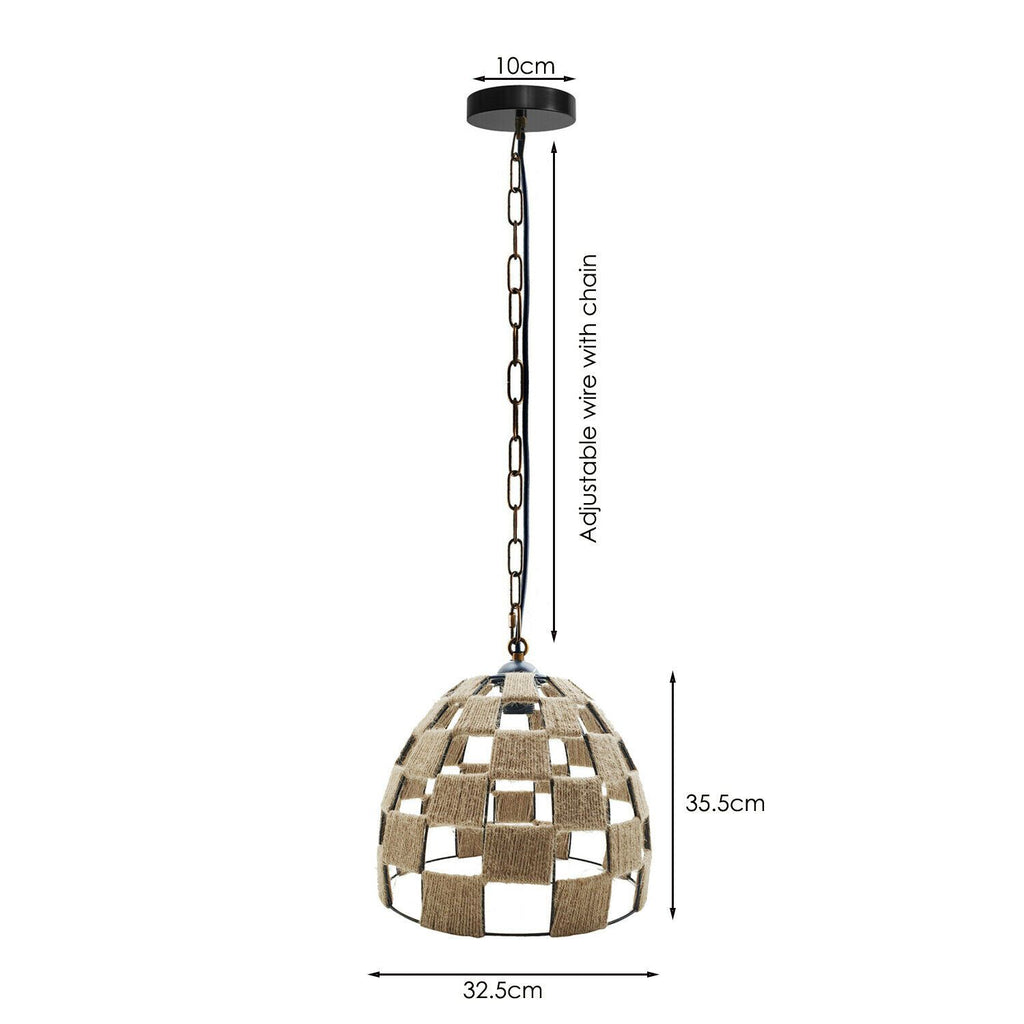 The Sienna Pendant — Woven Natural Fibre Dome Light