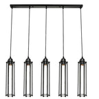 Calshot Bar — black E27 wire cage pendant detail