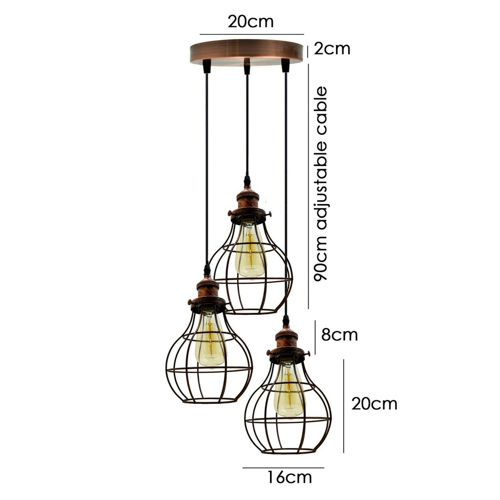 The Marchwood Pendant — 3-Way Teardrop Cage Chandelier