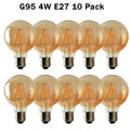 Clerkenwell - Vintage G95 Amber Glass LED Bulbs, E27 Dimmable 2700K, 4W, Pack of 10
