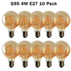 Clerkenwell - Vintage G95 Amber Glass LED Bulbs, E27 Dimmable 2700K, 4W, Pack of 10