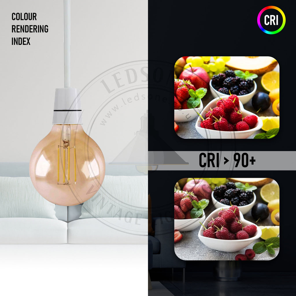Clerkenwell - Vintage G95 Amber Glass LED Bulbs, E27 Dimmable 2700K, 4W, Pack of 10
