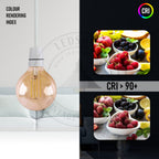 Clerkenwell - Vintage G95 Amber Glass LED Bulbs, E27 Dimmable 2700K, 4W, Pack of 10
