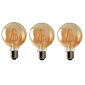 Bloomsbury - G95 Amber Glass LED Globe Bulbs, E27 Dimmable 2700K, 4W, Set of Three