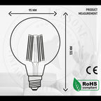 Kensington - Amber Glass G95 E27 Dimmable LED Bulbs, 8W, Pack of Three