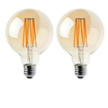 Kensington - Vintage Amber Glass Globe LED Bulbs, G95 E27 2700K, 8W, Pack of 2