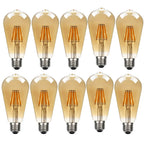Burlington - ST64 Amber Glass Dimmable LED Bulbs, E27 2700K, 8W (Pack of 10)