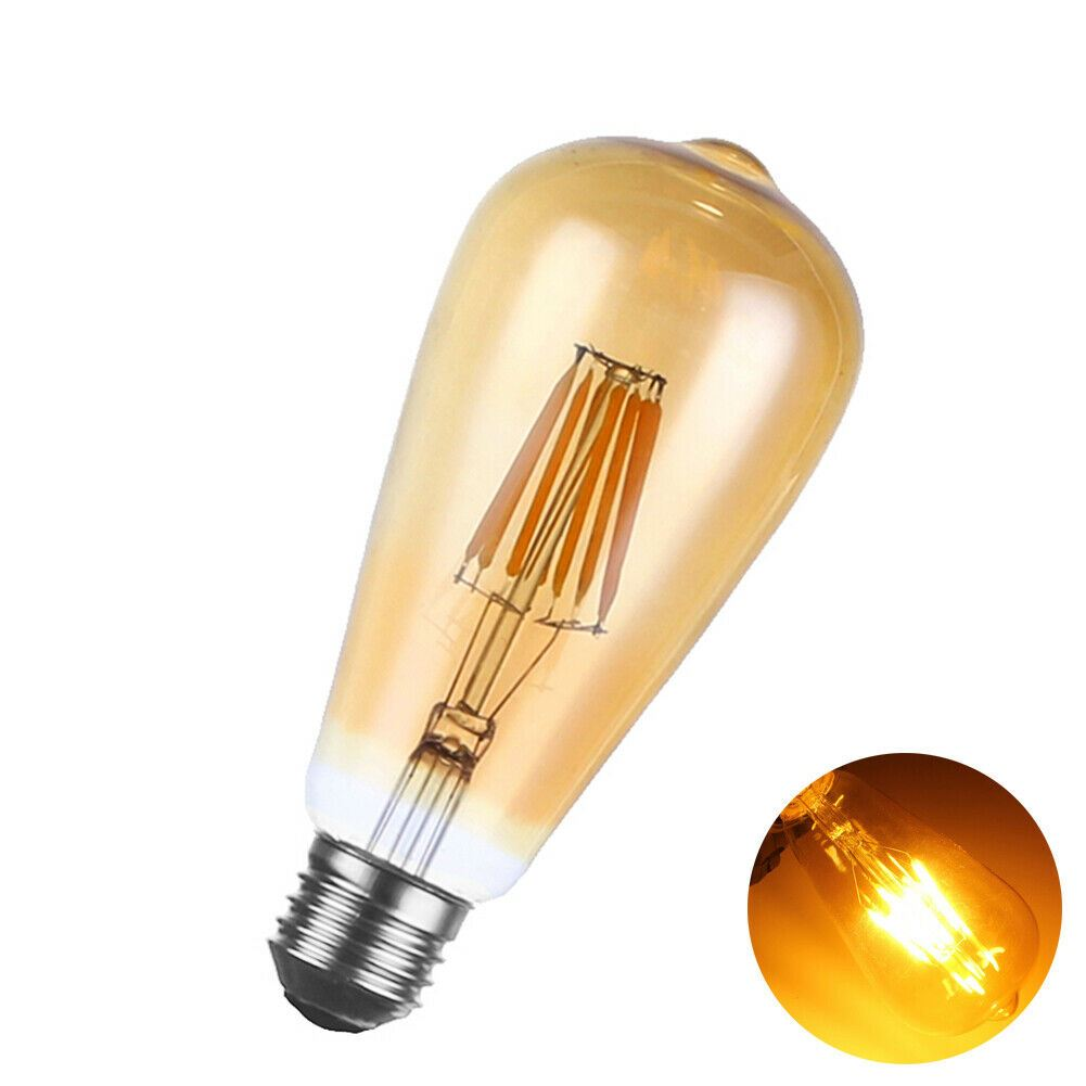 Vintage Edison ST64 LED Filament Bulb – E27 Dimmable Warm White 8W