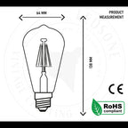 Vintage Edison ST64 LED Filament Bulb – E27 Dimmable Warm White 8W
