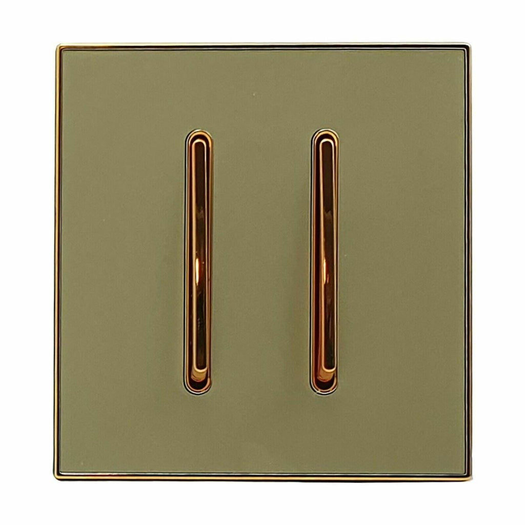 Kensington — Screwless Gold Glossy 2-Gang Wall Light Switch