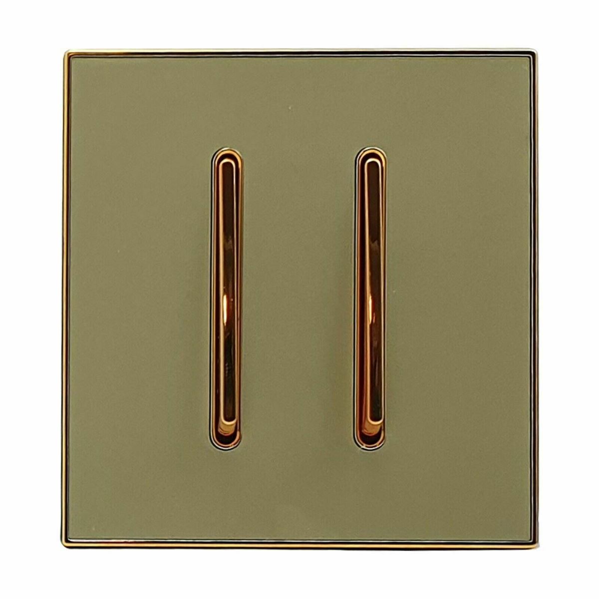 Kensington — Screwless Gold Glossy 2-Gang Wall Light Switch