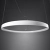 Close-up of the LED light diffuser and brushed steel finish of the Aurelia chandelier
