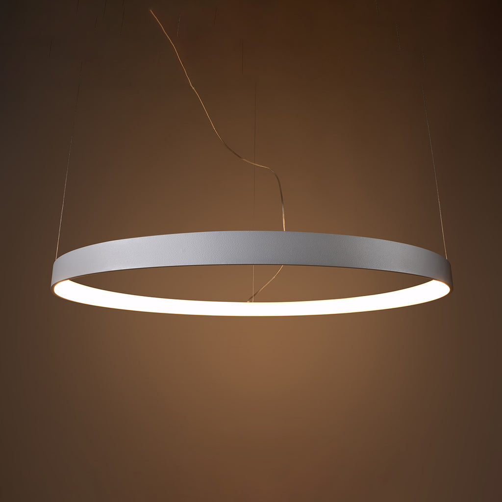 Aurelia single-halo LED pendant chandelier in a modern kitchen, adding stylish illumination