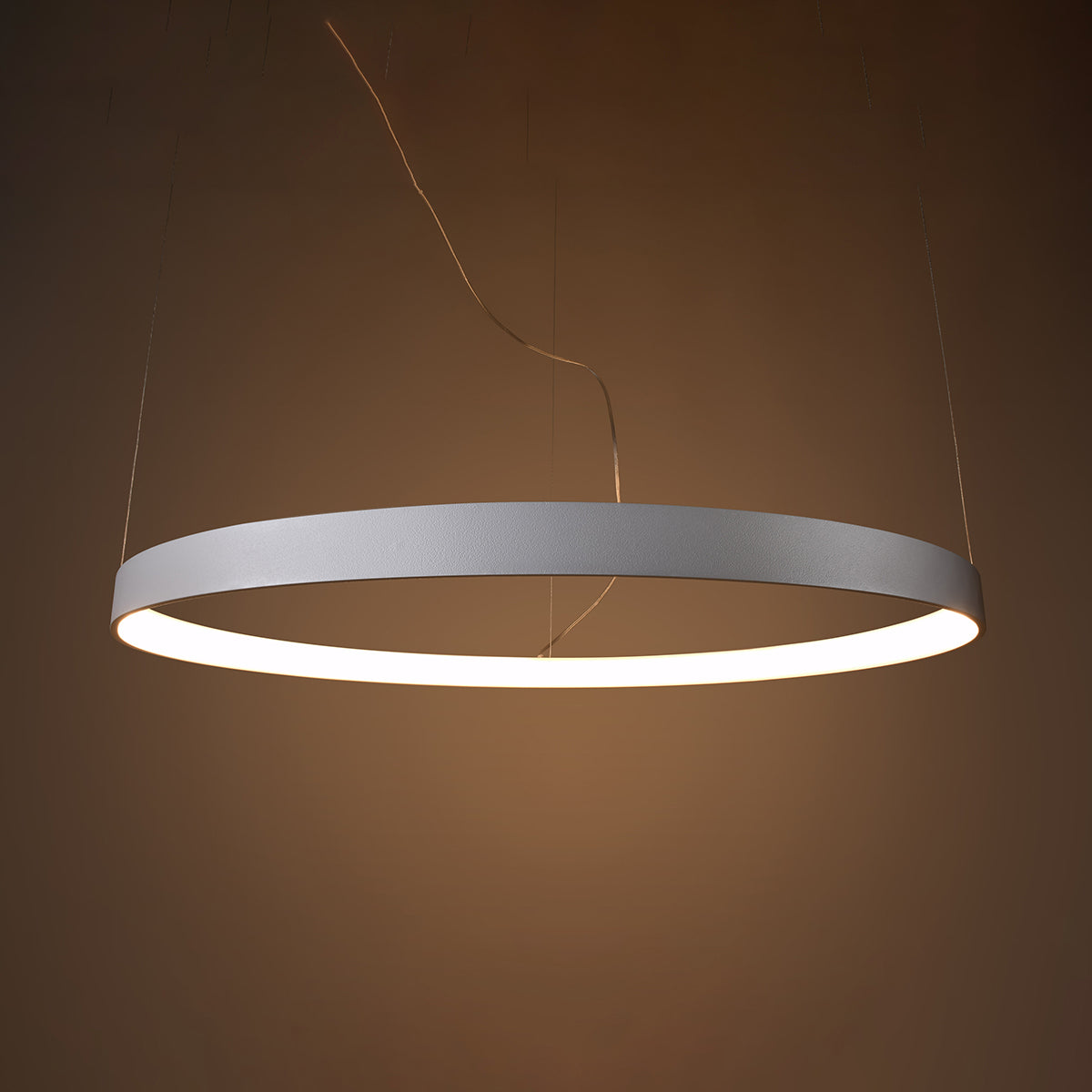Aurelia single-halo LED pendant chandelier in a modern kitchen, adding stylish illumination