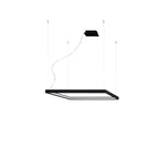 Meridian Square Halo LED Pendant Chandelier in matte black showcasing its geometric design from a side angle