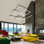 Close-up of the mounting hardware and connection details of the Meridian Square Halo LED Pendant Chandelier