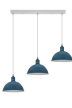 Shoreditch 3-Light Industrial Dome Bar Pendant in a modern kitchen setting, showcasing its matte black finish and adjustable 