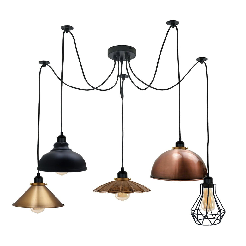 Borough — Industrial 5-Light Spider Cluster Pendant Chandelier — reverse angle