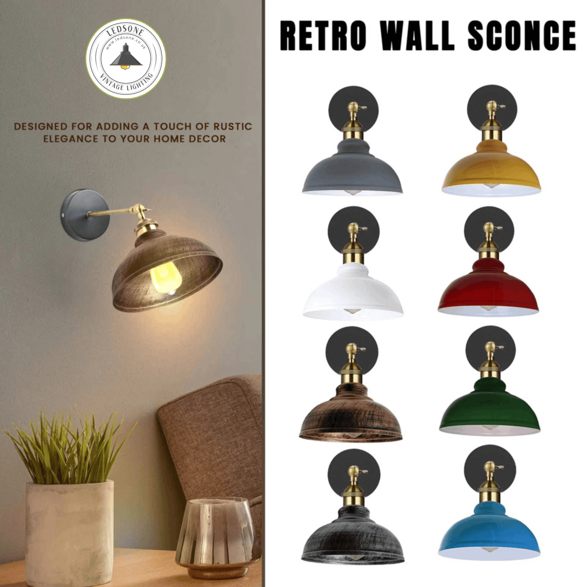 Aldgate — Adjustable Industrial Dome Wall Sconce — view from below