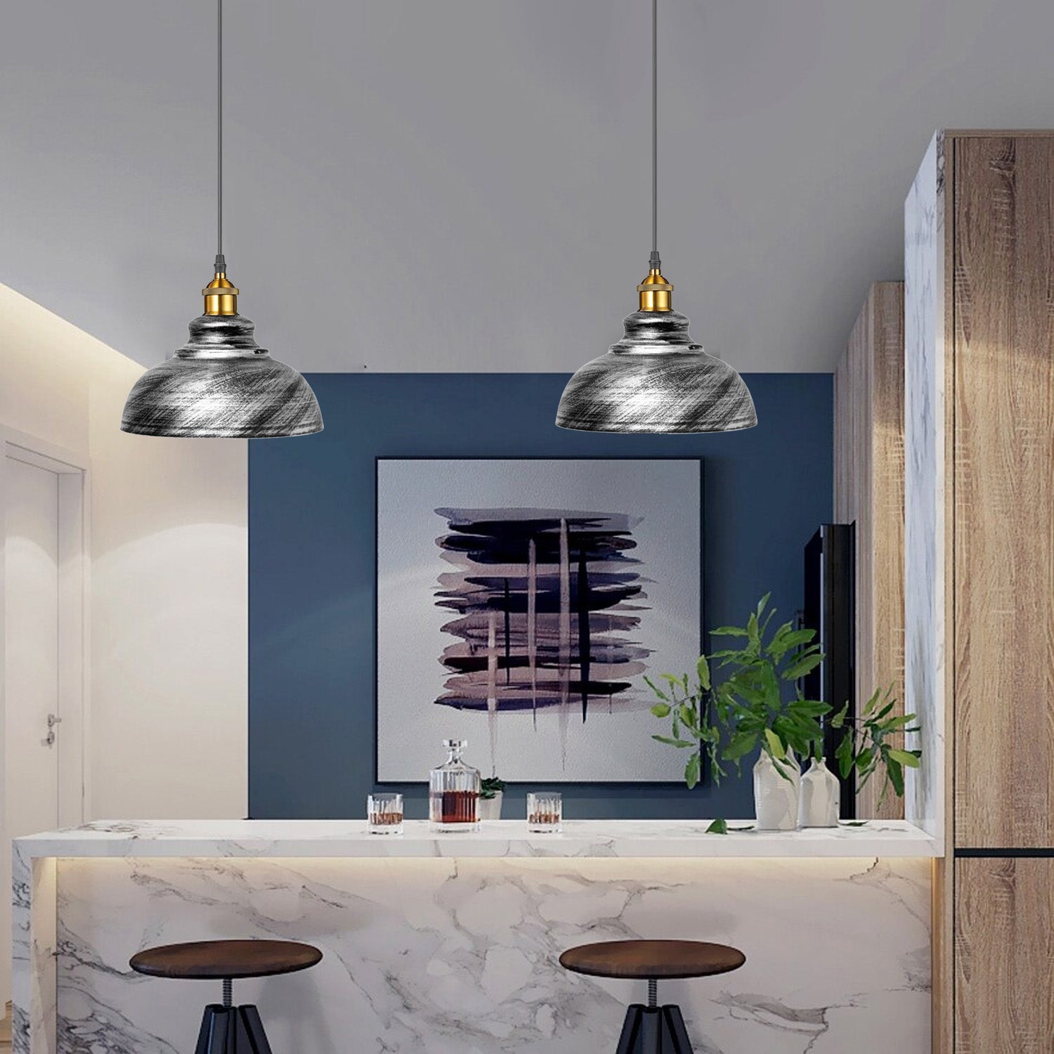 The Argentia Pendant — 3-Light Metal Shade Set
